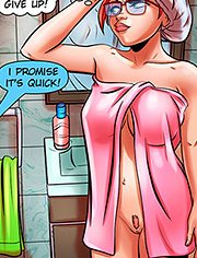 Nymphomaniac Nerd, Sins inside the bathroom * The girl knows how to provoke and gets naked in front of the man