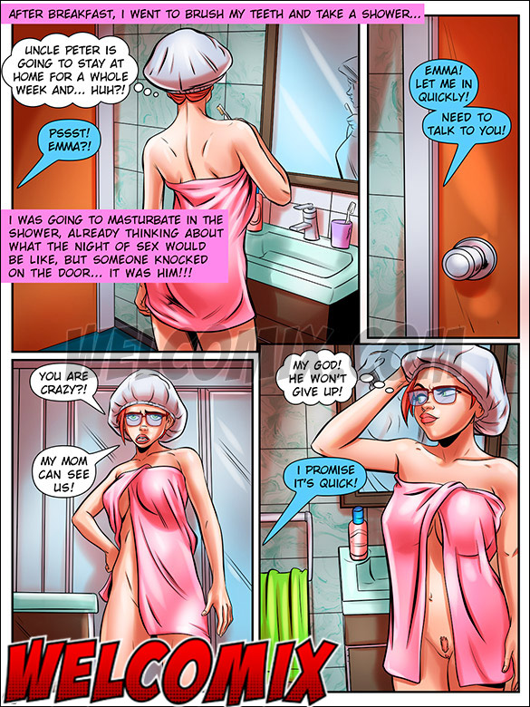 The girl knows how to provoke and gets naked in front of the man - Nymphomaniac Nerd, Sins inside the bathroom