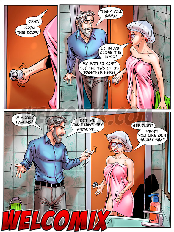 The girl knows how to provoke and gets naked in front of the man - Nymphomaniac Nerd, Sins inside the bathroom